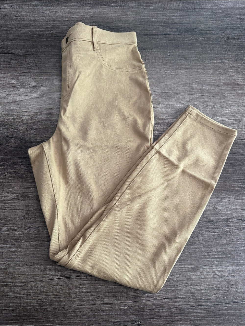 Tan high-waisted straight-leg pants size large (12-14) #highwaisted #straightleg